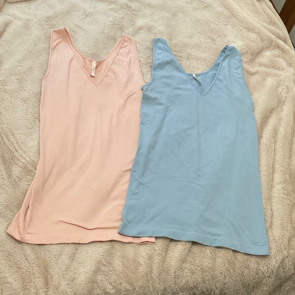 NWOT Skinny Tees Set of 2, Peach and Blue Sleeveless Tanks, Great for layering